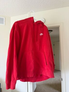 Nike Bright Red Hoodie with White Swoosh Tag